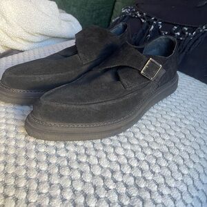 AllSaints black sued pointed toe buckle shoes men’s 10